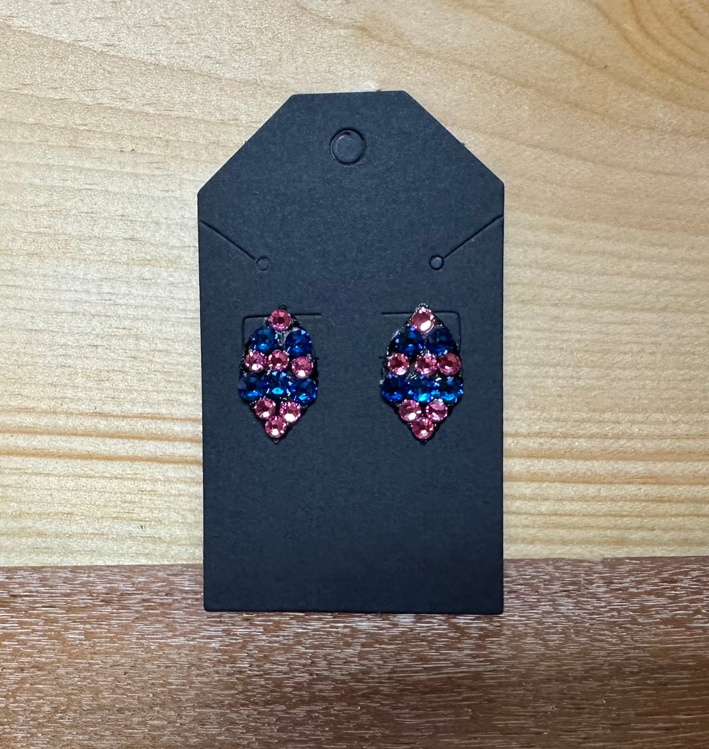 Blue/Pink Swarovski Studded Earrings