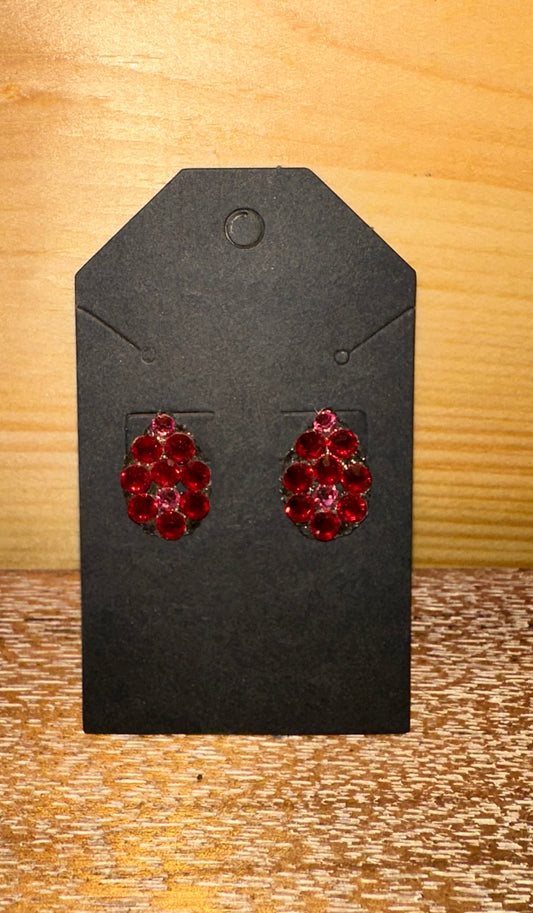 Red / Pink Swarovski Studded Earrings