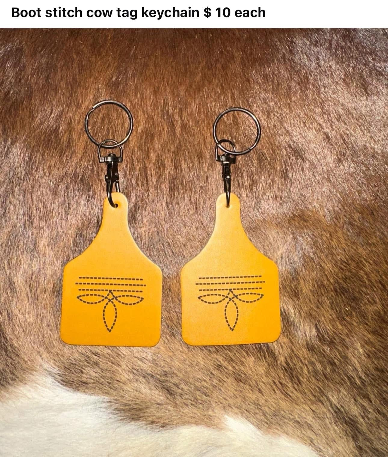 Bootstitch Cow Tag Key Chain