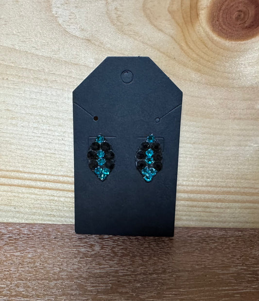 Teal/Black Swarovski Studded Earrings