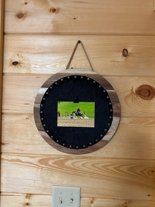 Black Cowhide Picture Hanger